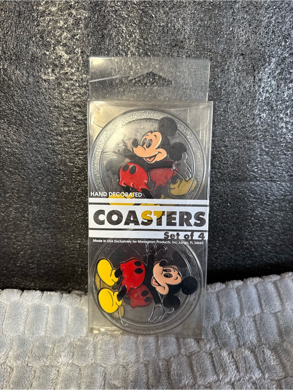 Mickey Mouse Decorative Coasters - Set of 4, Red/Yellow/Black